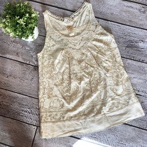 ANTHROPOLOGIE C. Keer Ivory Sequin Crochet Tank M